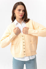 Women'S Gold Button Knitwear Cardigan