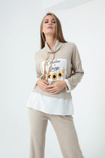 Female Front Printed Knitting Sweatshirt