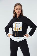 Female Front Printed Knitting Sweatshirt