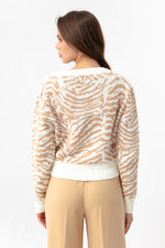 Woman Zebra Pattern Triko Cardigan