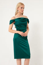 Midi Evening Dress With Women Stone Hanger