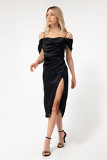 Women'S Fıne Handıng Degaje Yoki Saten Dress Dress