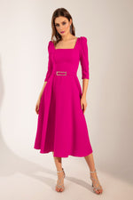 Female Square Neck Arched Midi Dress