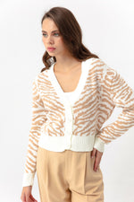 Woman Zebra Pattern Triko Cardigan