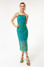 Midi Chiffon Dress With Female Pattern