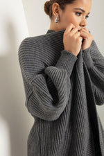 Woman Oversize Striped Knitwear Cardigan