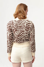 Woman Zebra Pattern Triko Cardigan