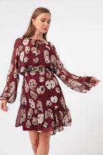 Female Patterned Mini Chiffon Dress