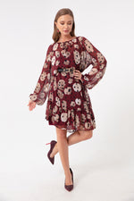 Female Patterned Mini Chiffon Dress