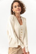 Women'S Gold Button Knitwear Cardigan