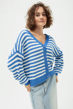 Woman Oversize Striped Knitwear Cardigan