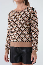 Women'S Bike Collar Patterned Knitwear Sweater