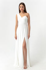 Woman One Shoulder Slip Long Evening Dress