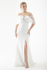 Women Stone Handled Long Fısh Dress Dress