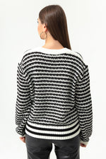 Female Striped Button Detailed Overwhelm Knitwear Cardigan