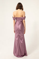 Woman Shirring Detailed Slip Long Evening Dress