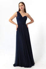 Woman One Shoulder Slip Long Evening Dress