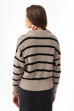 Woman Polo Yaka Striped Knitwear Sweater