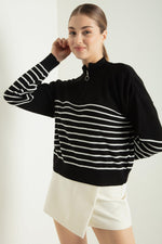 Women Zipper Long Sleeve Knitwear Sweater