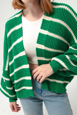 Woman Oversize Striped Knitwear Cardigan