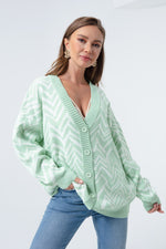 Female Zigzag Pattern Knitwear Cardigan
