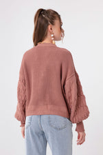 Women'S Arms With Embossed Mini Knitwear Cardigan