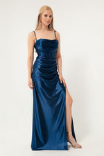 Woman Balen Corset Detailed Slit Long Evening Dress