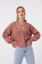 Women'S Arms With Embossed Mini Knitwear Cardigan