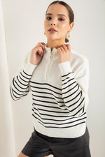Women Zipper Long Sleeve Knitwear Sweater