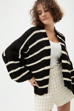 Woman Oversize Striped Knitwear Cardigan