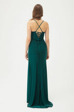 Women'S Hand Draphed Long Dress With Slit Dress