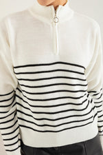 Women Zipper Long Sleeve Knitwear Sweater
