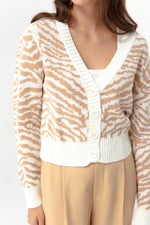 Woman Zebra Pattern Triko Cardigan