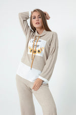 Female Front Printed Knitting Sweatshirt