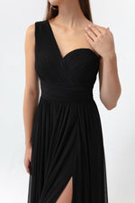 Woman One Shoulder Slip Long Evening Dress
