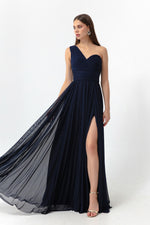 Woman One Shoulder Slip Long Evening Dress