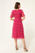 Female Short Sleeve Patterned Midi Chiffon Dress