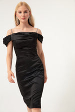 Midi Evening Dress With Women Stone Hanger