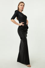 Woman One Sleeve Silvery Long Evening Dress