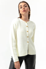 Woman Gold Buttoned Homeland Cardigan