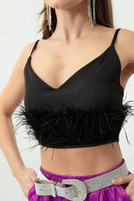 Woman Fine Hanger Furry Crop Blouse