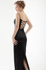 Woman Sitting On The Body Woven Lined Bright Stone Stylish Evening Dress