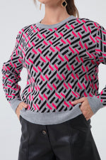 Women'S Bike Collar Patterned Knitwear Sweater