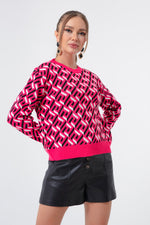 Women'S Bike Collar Patterned Knitwear Sweater