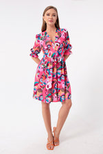 Woman Flower Patterned Mini Dress