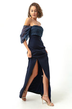 Female Princess Arm Organze Long Evening Dress