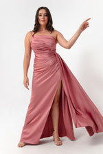 Woman One Shoulder Big Size Satin Evening Dresses & Graduation Dress