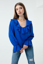 Female Collar And Arms Flywheel Blouse