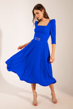 Female Square Neck Arched Midi Dress