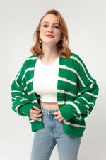 Woman Oversize Striped Knitwear Cardigan